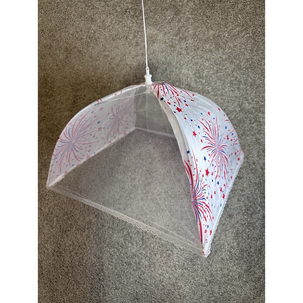 Set of 3 Patriotic Pop‎ Up Mesh Food Covers 16" Fireworks Print New